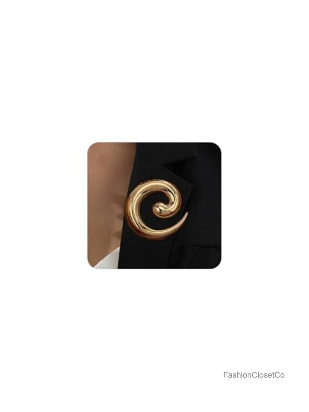 Gold Plated Chunky Spiral Brooch Pin Large Swirl Lapel Pin Fashion Jewelry